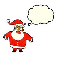 cartoon shocked santa claus with thought bubble N6