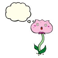 cartoon shocked flower with thought bubble N6