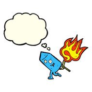 cartoon funny firework character with thought bubble N11