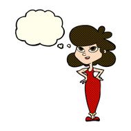 cartoon girl with hands on hips thought bubble N11