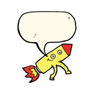 cartoon happy rocket with thought bubble N7