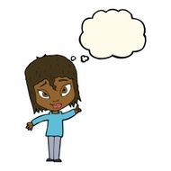 cartoon woman with idea thought bubble N148