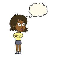 cartoon surprised woman with thought bubble N146