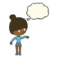 cartoon surprised woman with thought bubble N147