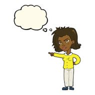 cartoon woman pointing with thought bubble N127
