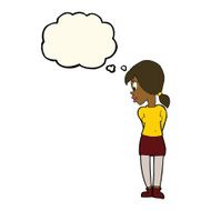 cartoon pretty girl with thought bubble N59