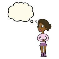 cartoon girl talking with thought bubble N7