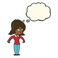 cartoon mean woman with thought bubble N4