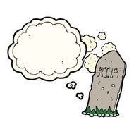 cartoon spooky grave with thought bubble N8