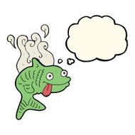 cartoon smelly fish with thought bubble N6
