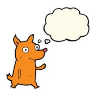 cartoon little dog waving with thought bubble N6