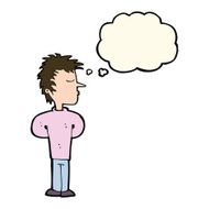 cartoon man ignoring with thought bubble N7