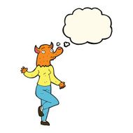 cartoon dancing fox woman with thought bubble N4