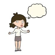 cartoon confused woman with thought bubble N51