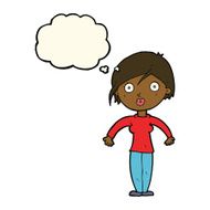 cartoon surprised woman with thought bubble N148