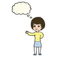cartoon welcoming woman with thought bubble N8