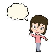 cartoon woman with idea thought bubble N149