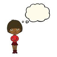 cartoon woman waiting patiently with thought bubble N7