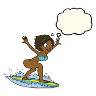 cartoon surfer girl with thought bubble N11