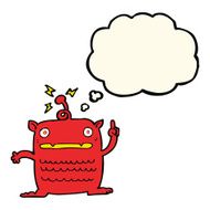 cartoon weird little alien with thought bubble N13