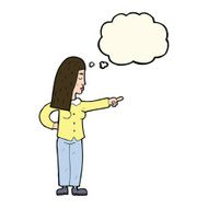cartoon woman pointing with thought bubble N129