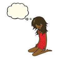 cartoon pretty girl with thought bubble N61