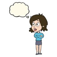 cartoon surprised woman with thought bubble N149