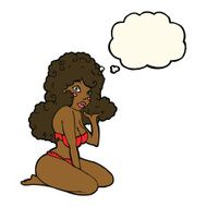 cartoon pin up girl with thought bubble N7