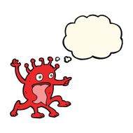 cartoon weird little alien with thought bubble N14