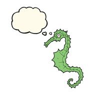 cartoon sea horse with thought bubble N13