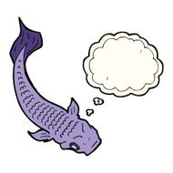 cartoon fish with thought bubble N49
