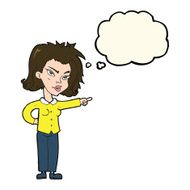 cartoon woman pointing with thought bubble N130