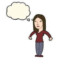 Cartoon Annoyed Woman With Thought Bubble N111
