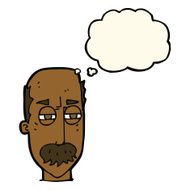 cartoon annoyed old man with thought bubble N40