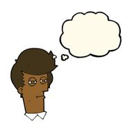 cartoon man with narrowed eyes thought bubble N7
