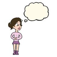 cartoon girl talking with thought bubble N8