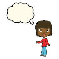 cartoon woman with open arms thought bubble N61