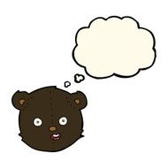 cartoon black teddy bear head with thought bubble N4