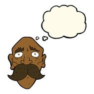 cartoon sad old man with thought bubble N13