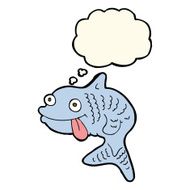 cartoon fish with thought bubble N50