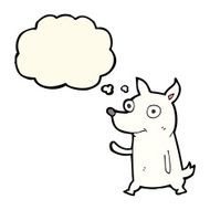 cartoon little dog waving with thought bubble N7