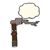 cartoon cigar with thought bubble N8
