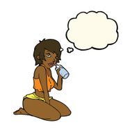 cartoon sexy gym girl with thought bubble N7