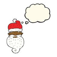 cartoon grim santa face with thought bubble N7
