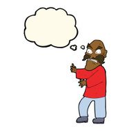 cartoon angry old man with thought bubble N83