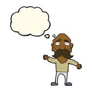 cartoon worried old man with thought bubble N12