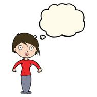 cartoon surprised woman with thought bubble N151