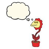 cartoon monster flower with thought bubble N7