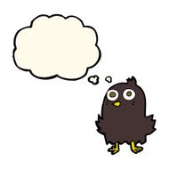 funny cartoon bird with thought bubble N79