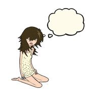 cartoon pretty girl with thought bubble N64